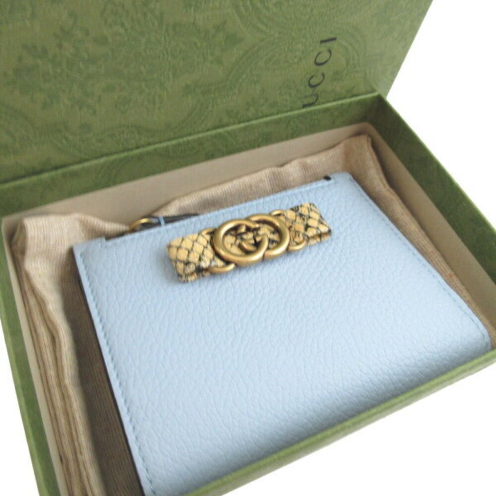 Gucci Interlocking Gg Leather Python Blue Bifold … - image 2